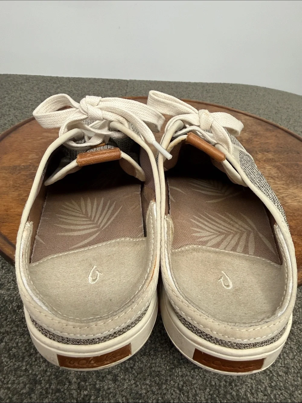 Olukai Shoes Wm 9 Pehuea Li Casual Low Canvas Sneakers Slip On Mule Beige Lace